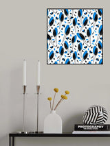 Floral Twosome Blue Black Poster och Canvastavla