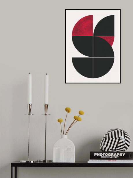 Red Marble In Black Poster och Canvastavla