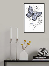 Butterfly Girl Blue Poster och Canvastavla