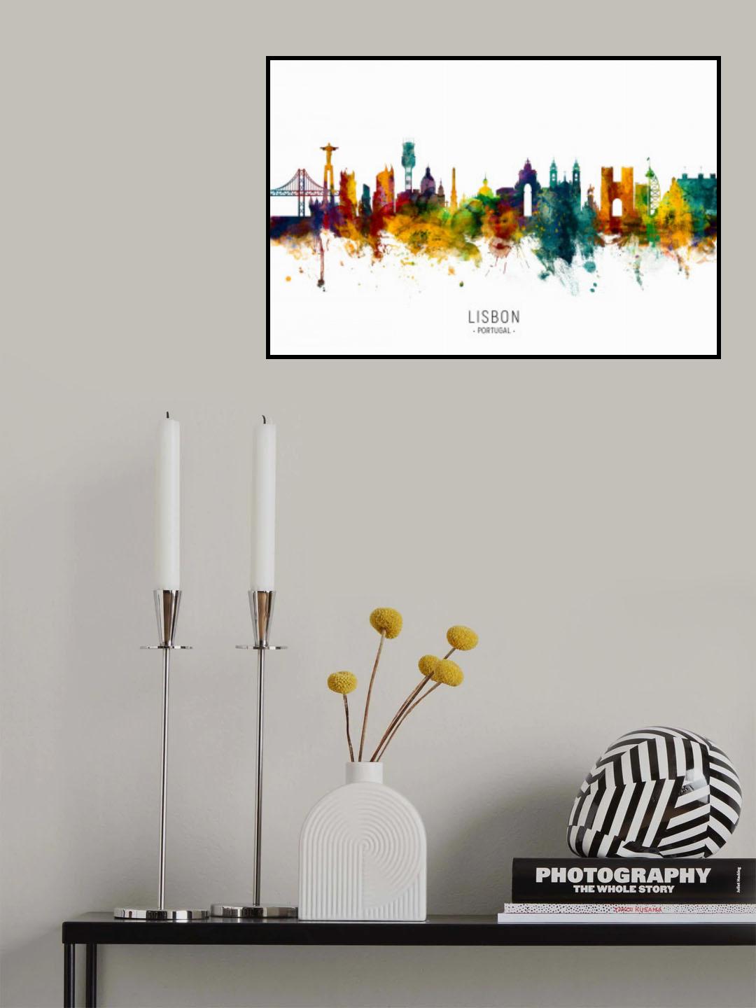 Lisbon Portugal Skyline Poster och Canvastavla