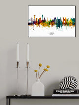 Lisbon Portugal Skyline Poster och Canvastavla