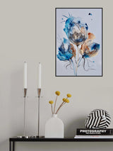 Mandala Floral (blue, Gold, Burnt Sienna) Poster och Canvastavla