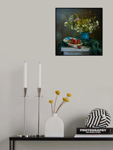 still life with wildflowers and strawberries. Poster och Canvastavla