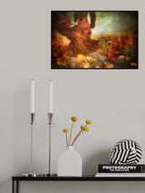 Flowers sewn by the colours of red... Poster och Canvastavla