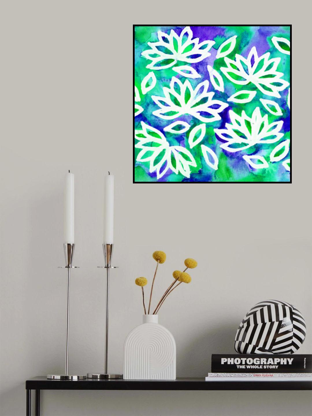 Lotus Flower Blue Green Poster och Canvastavla