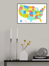 Colorful map of the United States with States and State capitals Poster och Canvastavla