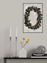 Antique holly wreath Poster och Canvastavla