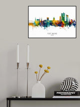 Fort Wayne Indiana Skyline Poster och Canvastavla