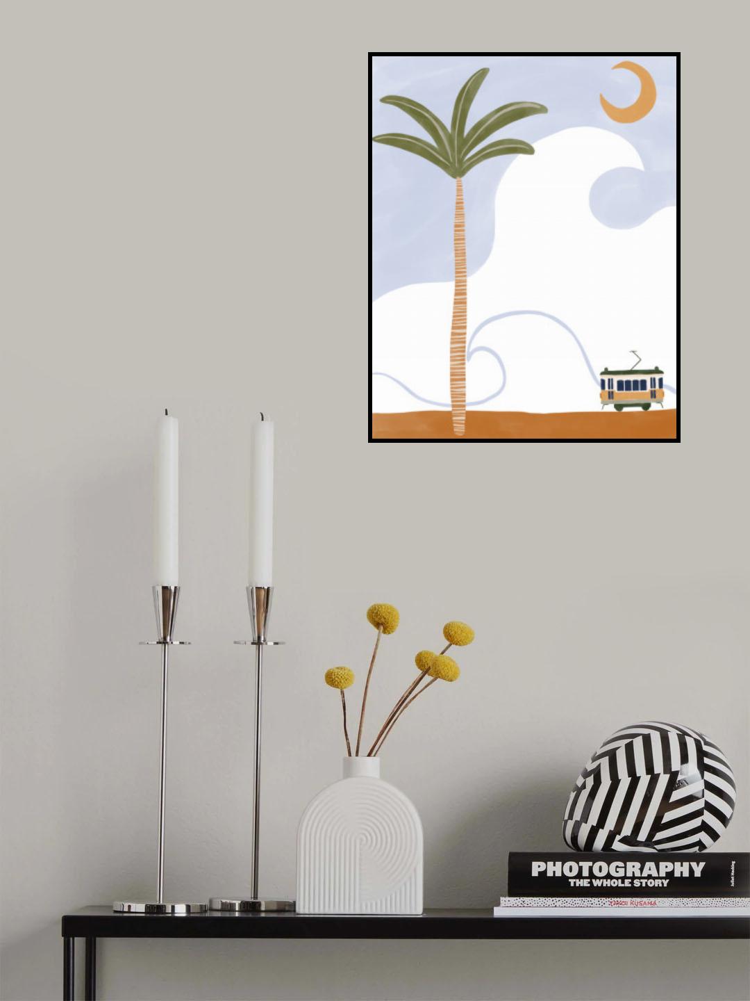 Little Tram On Beach Poster och Canvastavla