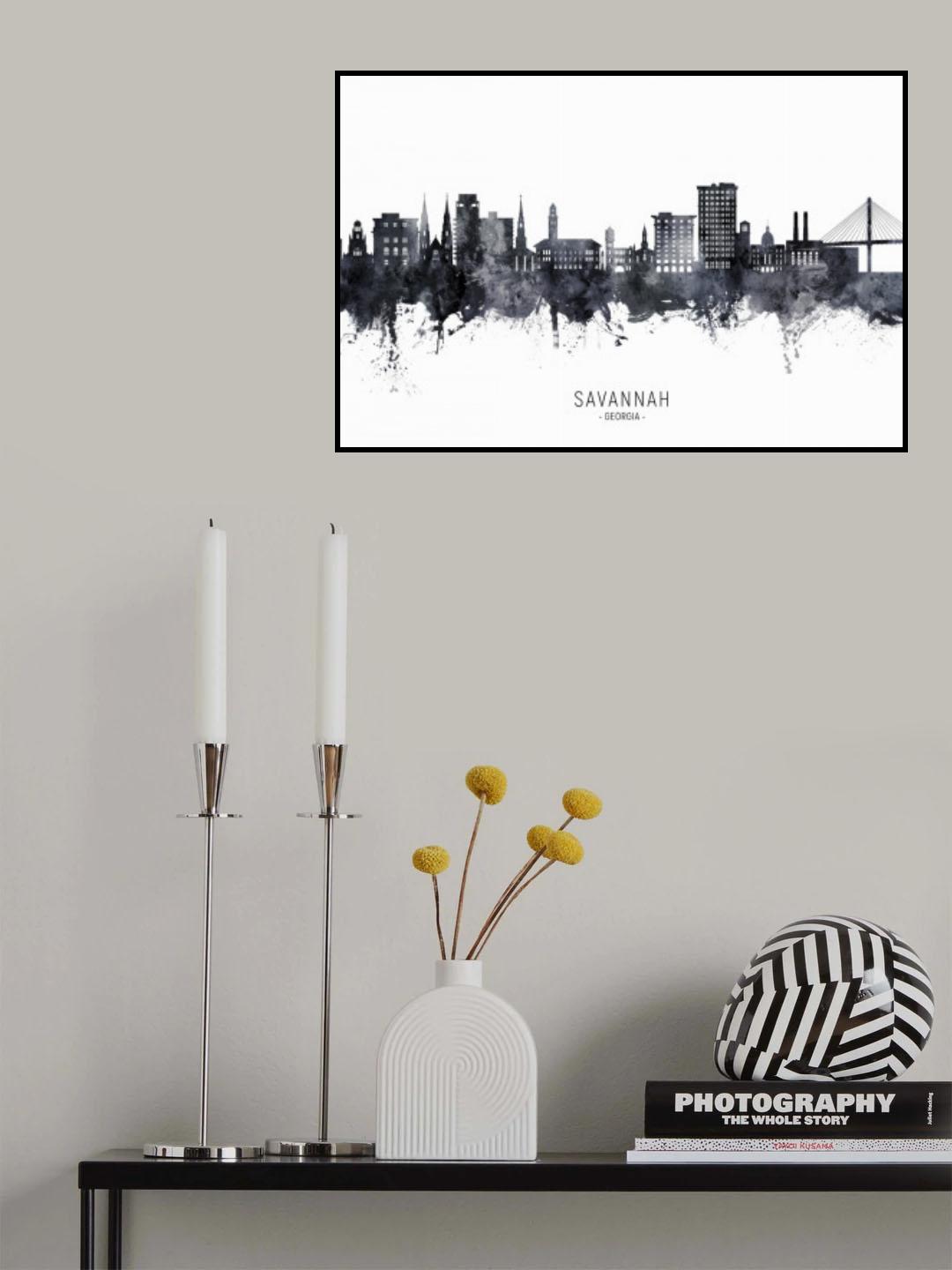 Savannah Georgia Skyline Poster och Canvastavla