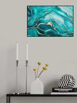 Turquoise Teal Marble Glam Poster och Canvastavla