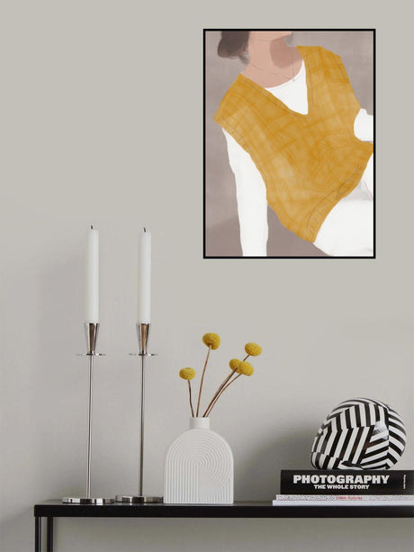 White and Ochre Figurative Poster och Canvastavla