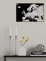Black and grey detailed map of Europe Poster och Canvastavla