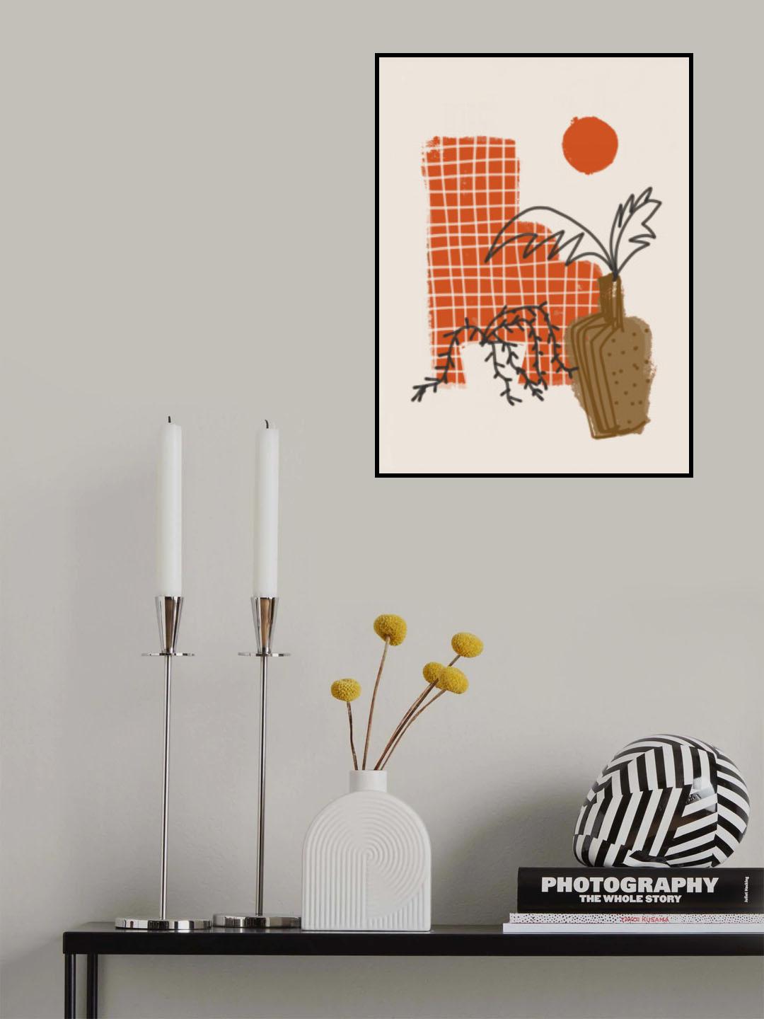 Burnt Orange Garden Sketch Poster och Canvastavla