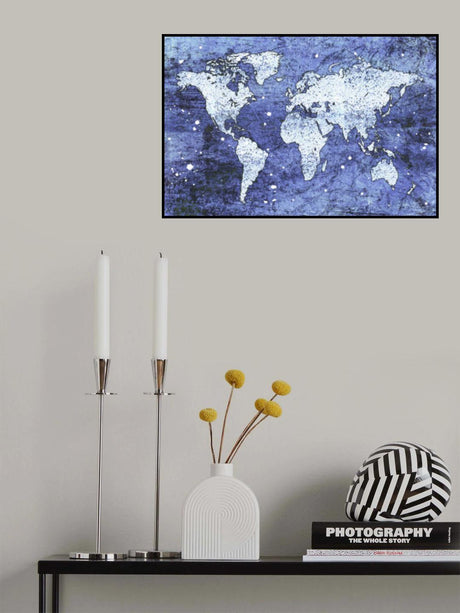 Blue Map Poster och Canvastavla