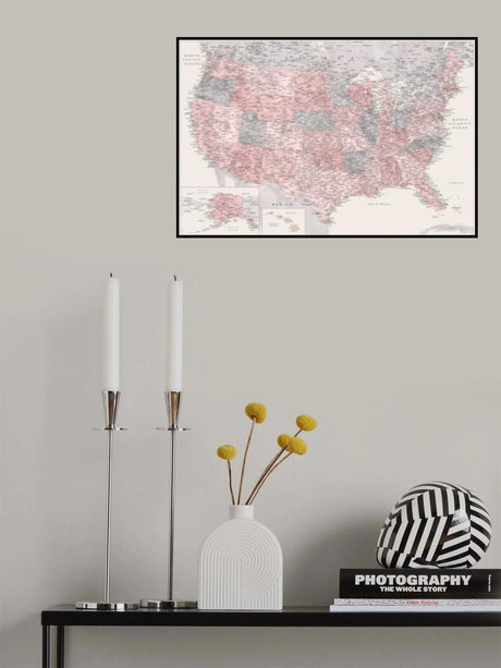Highly detailed map of the United States, Madelia Poster och Canvastavla