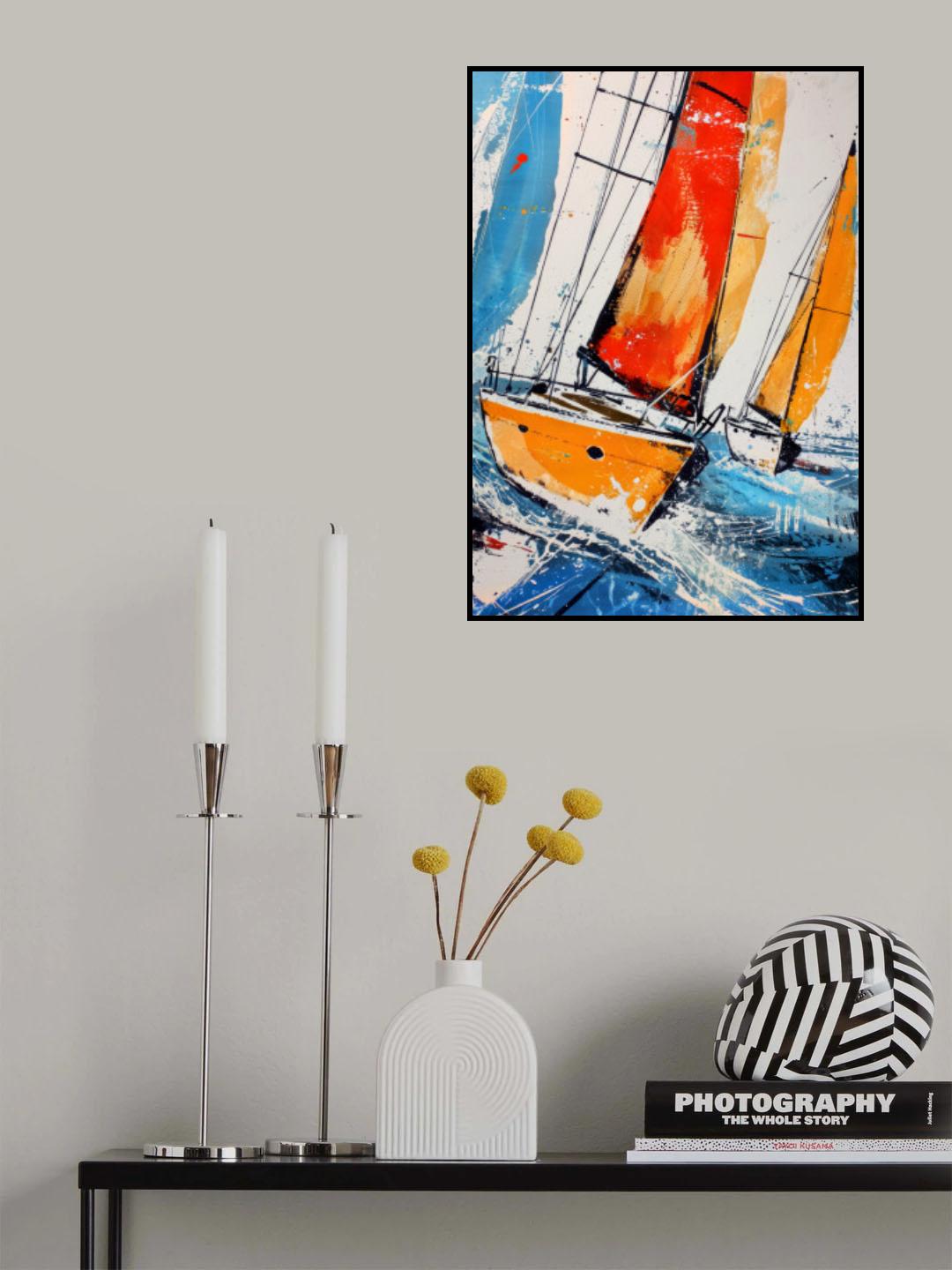 Yacht racing sport art 5 Poster och Canvastavla