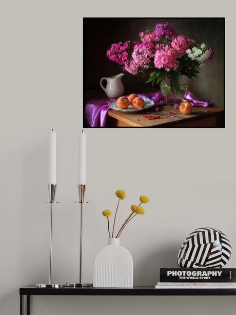 With a bouquet of phlox and peaches Poster och Canvastavla