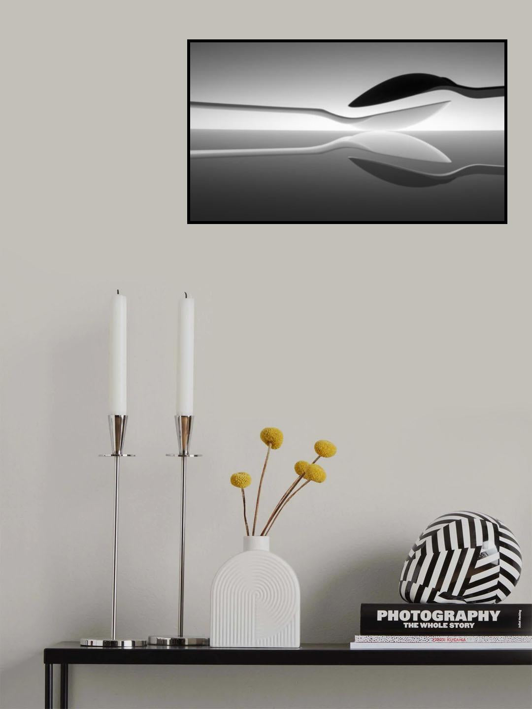 Black and white spoon Poster och Canvastavla