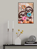 SLOTHS EATING DONUTS Poster och Canvastavla