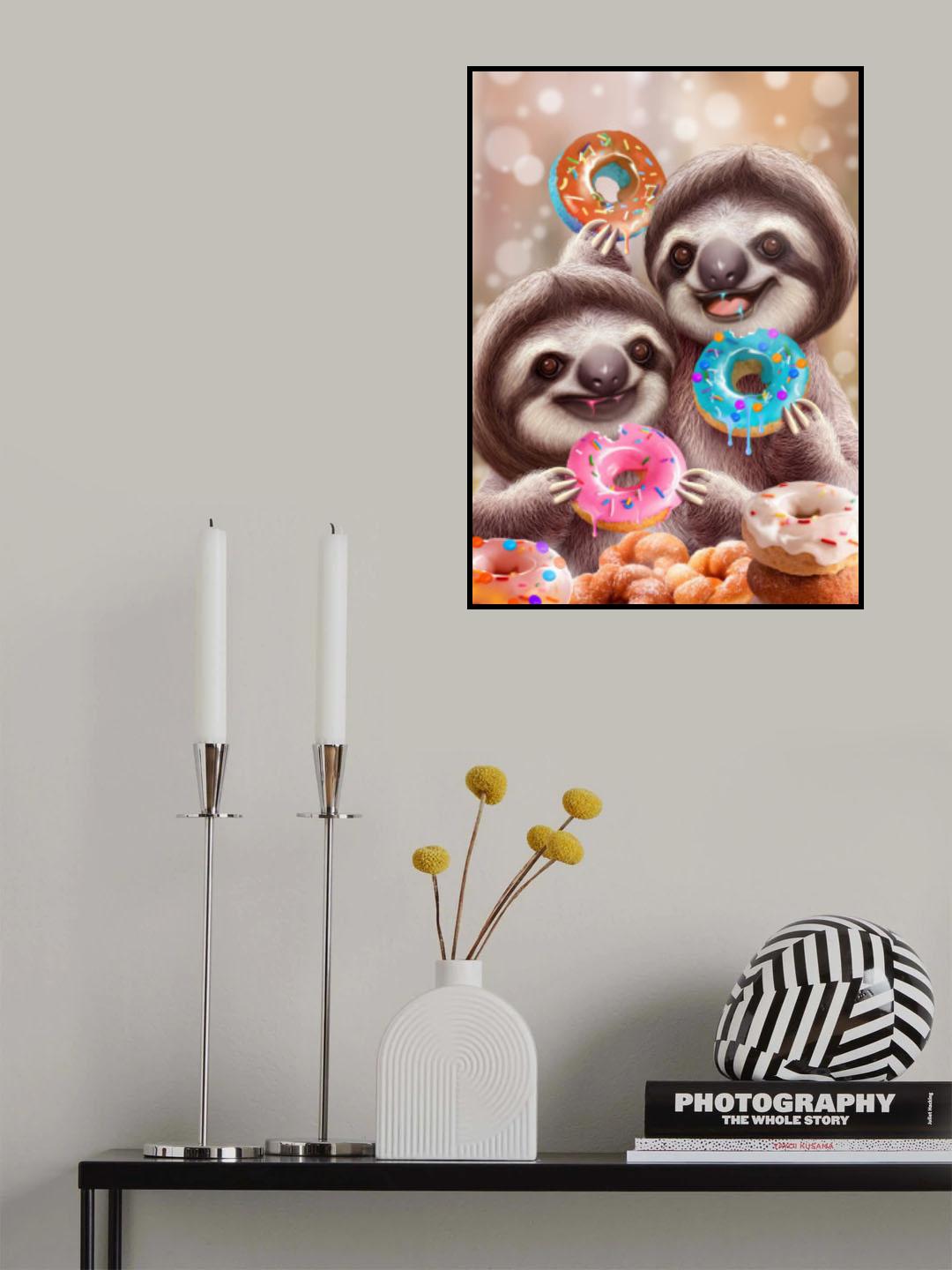SLOTHS EATING DONUTS Poster och Canvastavla