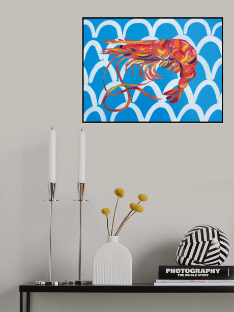 Prawn On Blue Wavey Poster och Canvastavla