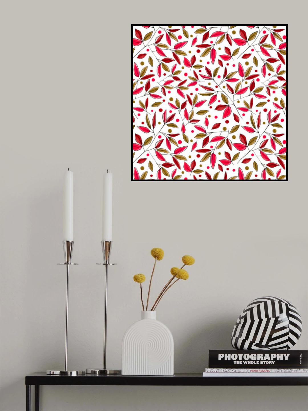 Floral Branches Magenta Brown Poster och Canvastavla