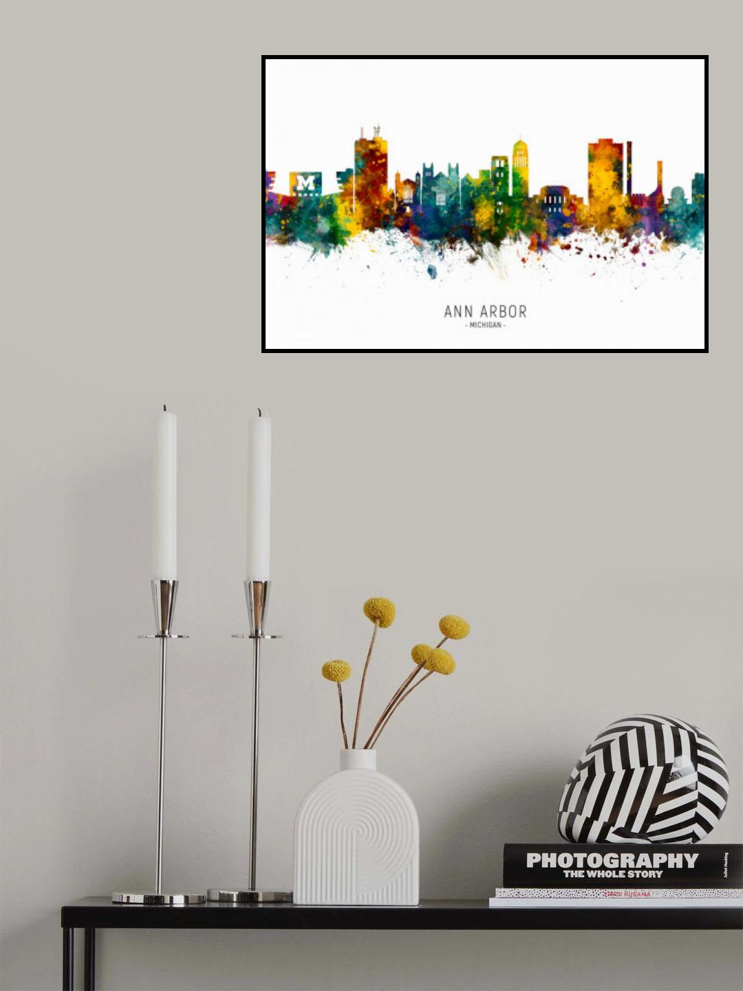 Ann Arbor Michigan Skyline Poster och Canvastavla