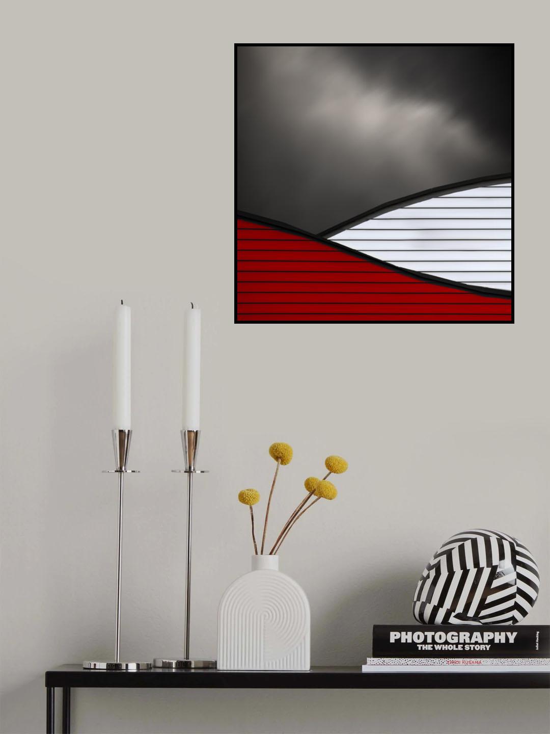 Wavy red white roof Poster och Canvastavla