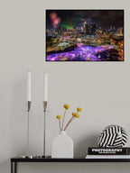 Singapore Clark Quay Night View Poster och Canvastavla