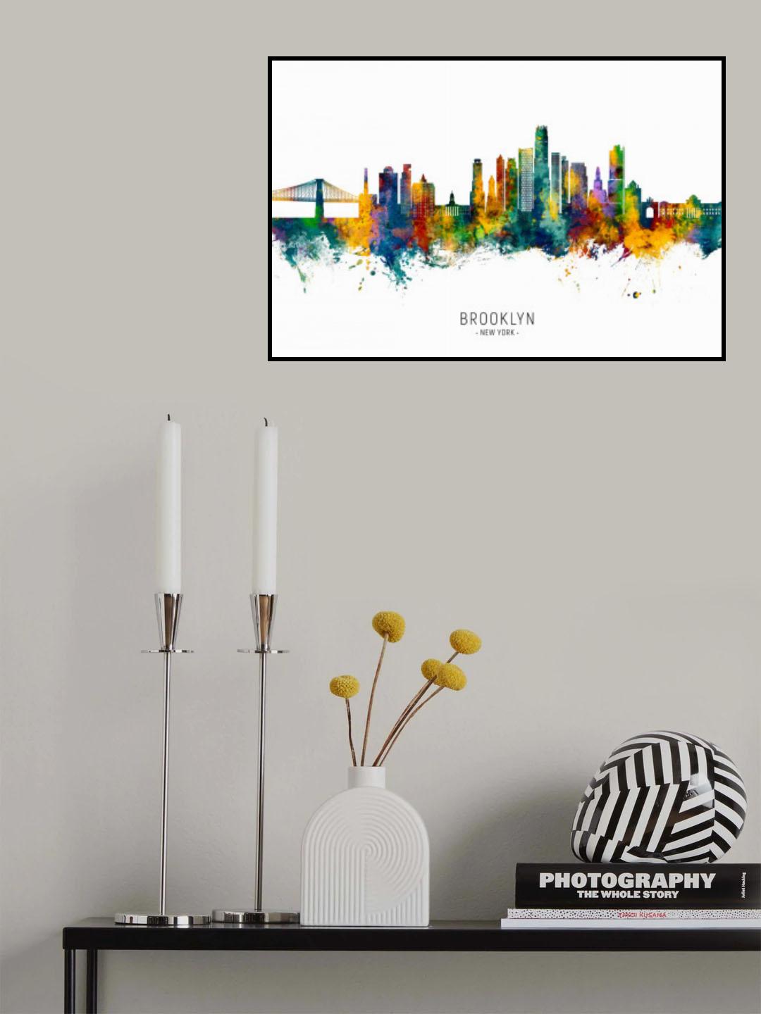 Brooklyn New York Skyline Poster och Canvastavla