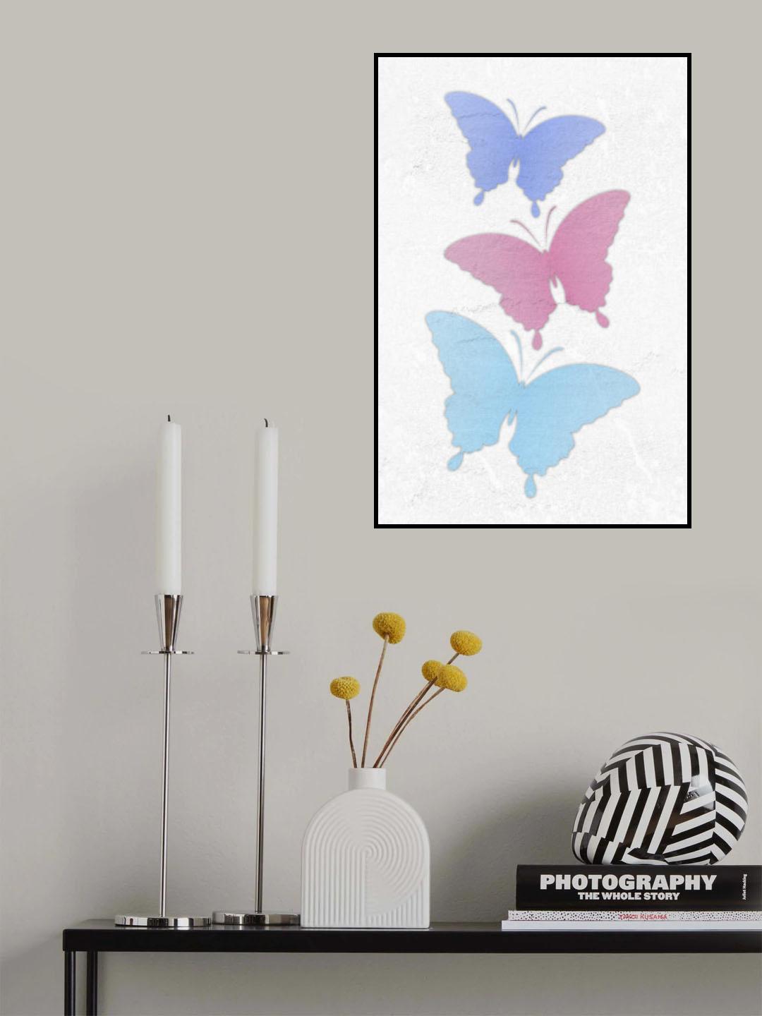 Pastel Butterflies Poster och Canvastavla