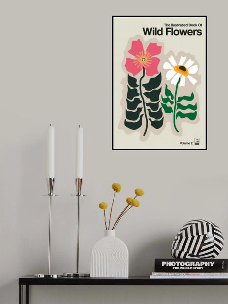 The Illustrated Book Of Wild Flowers Vol.2 Grey Poster och Canvastavla