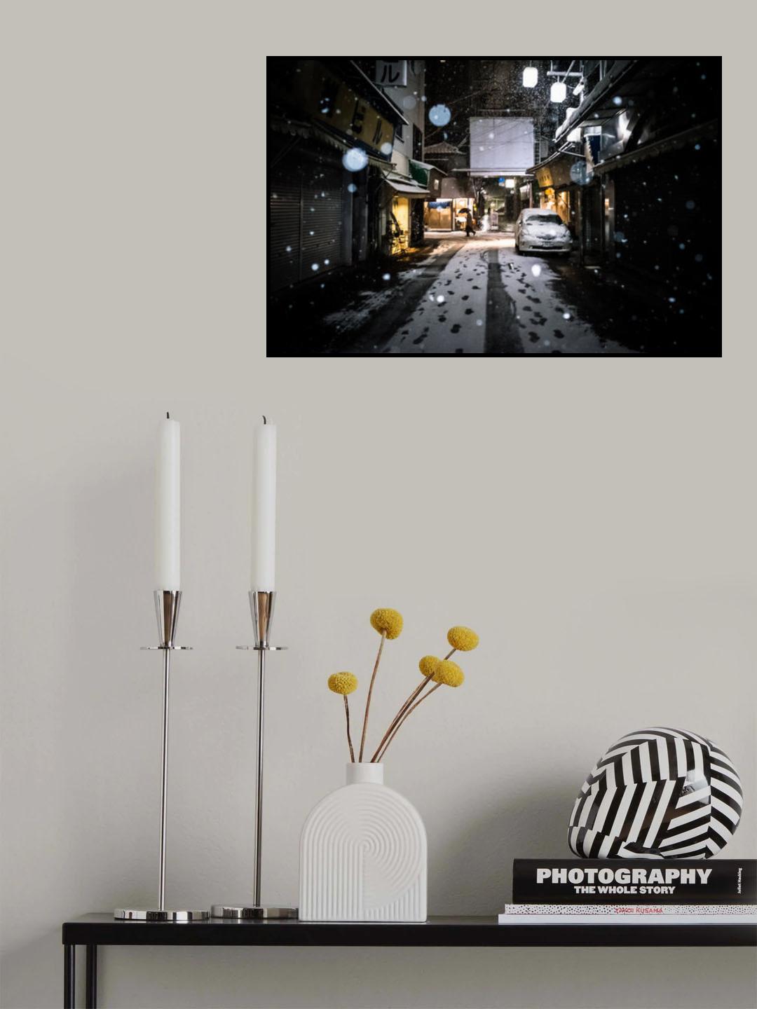Snowy Town Poster och Canvastavla