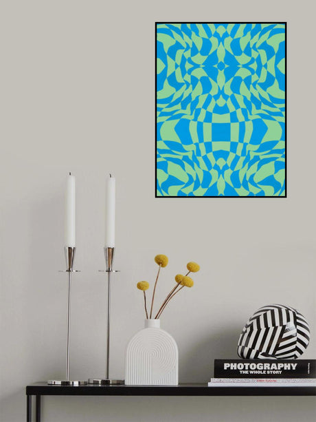 Cool Colors Warp Checkers Poster och Canvastavla