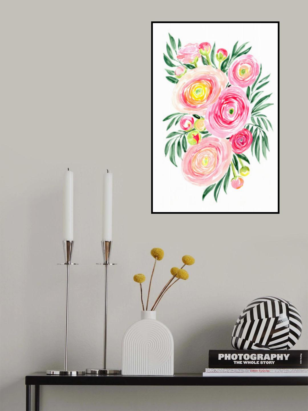 Savanna pink ranunculus bouquet Poster och Canvastavla