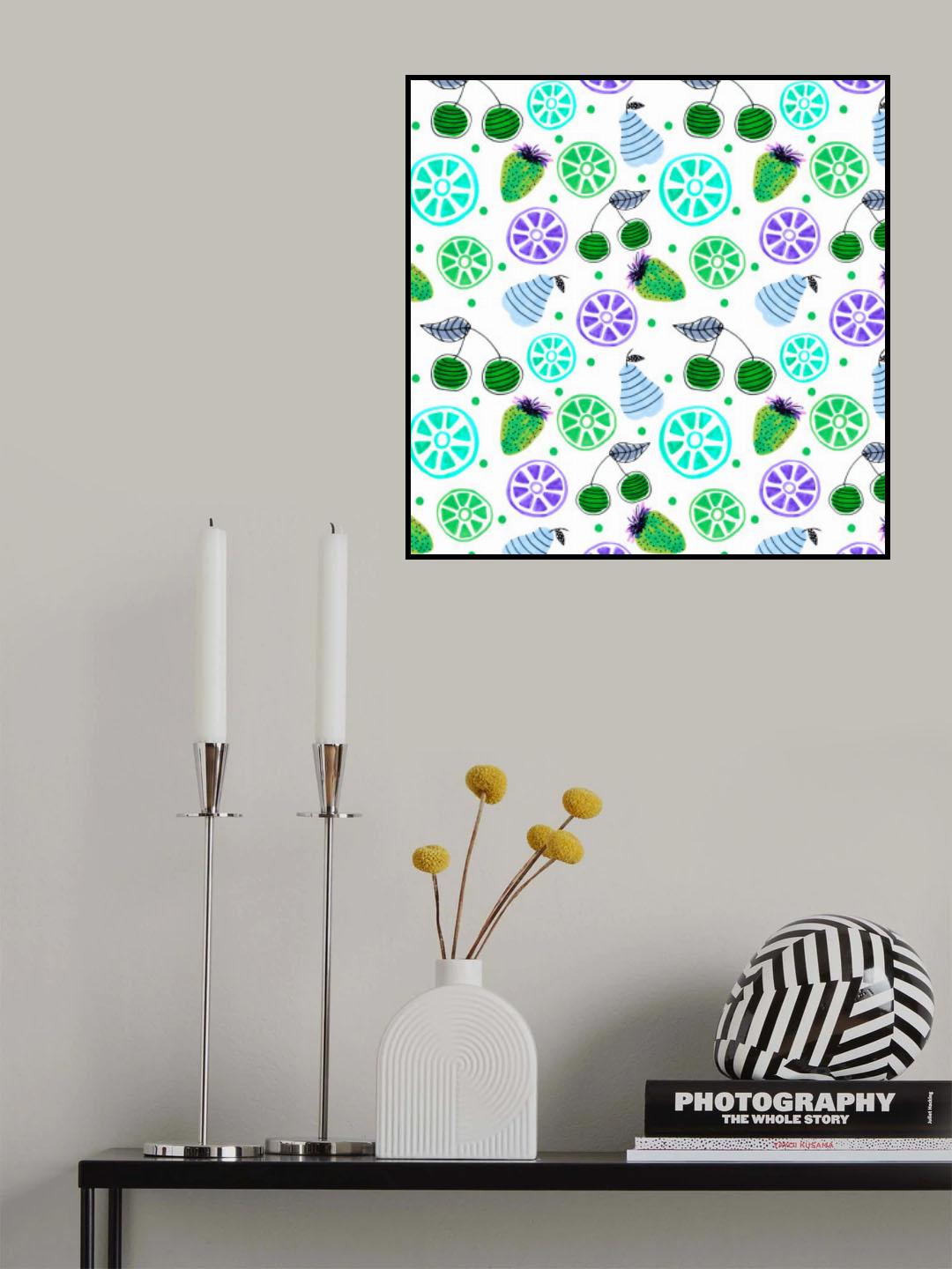 Periwinkle Green Fruit Bowl Poster och Canvastavla