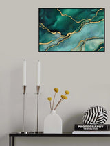 Teal Gold Marble Luxury Poster och Canvastavla