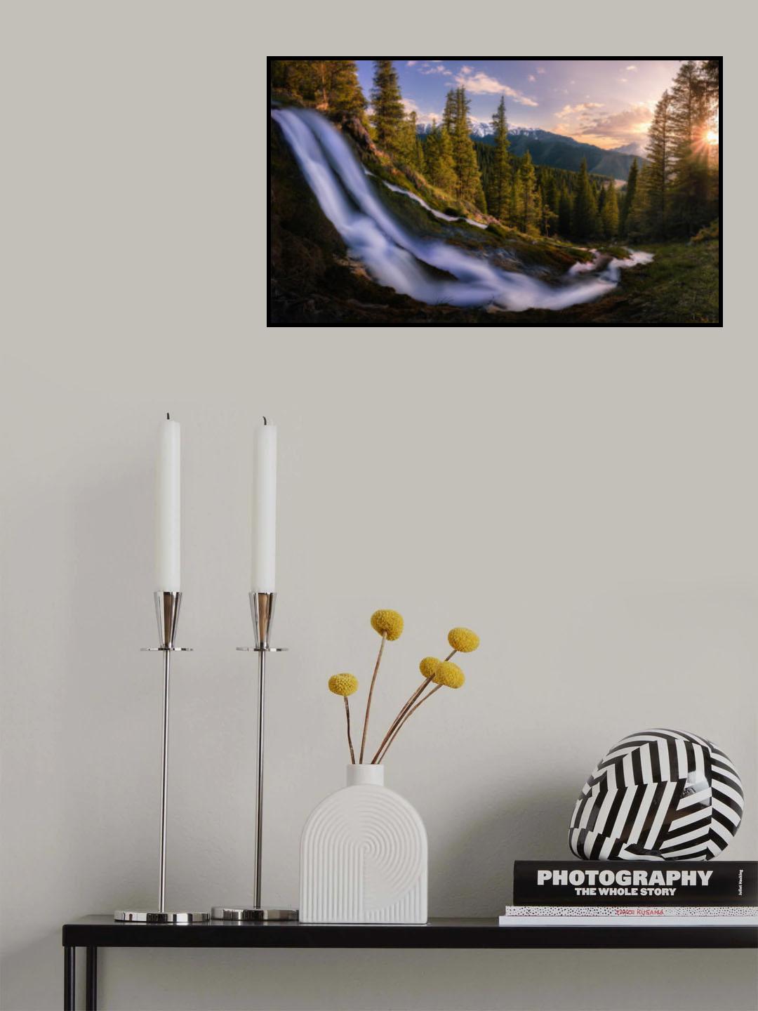 High mountains and flowing water Poster och Canvastavla