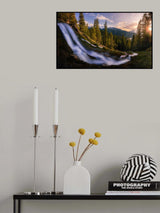 High mountains and flowing water Poster och Canvastavla