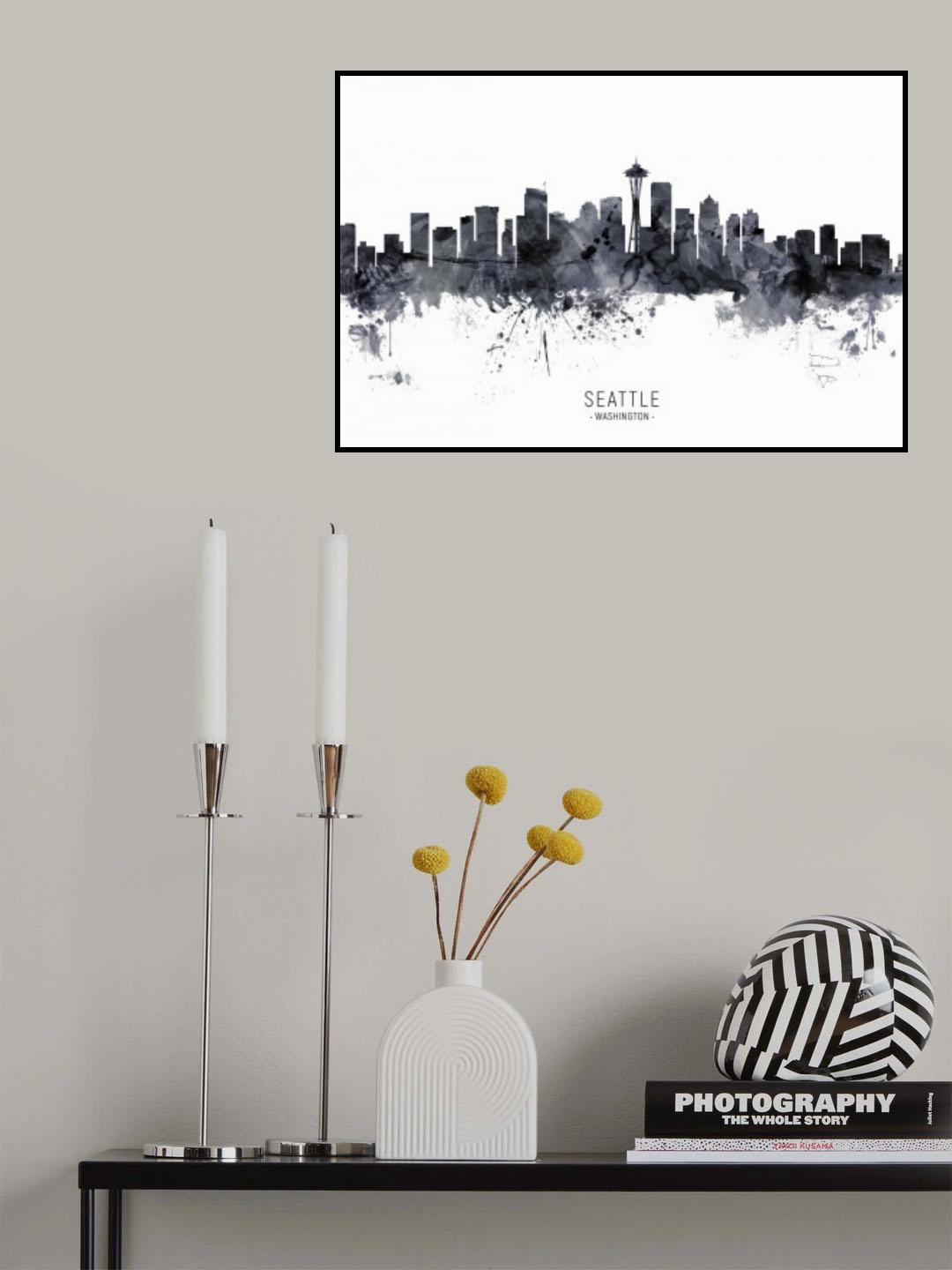 Seattle Washington Skyline Poster och Canvastavla