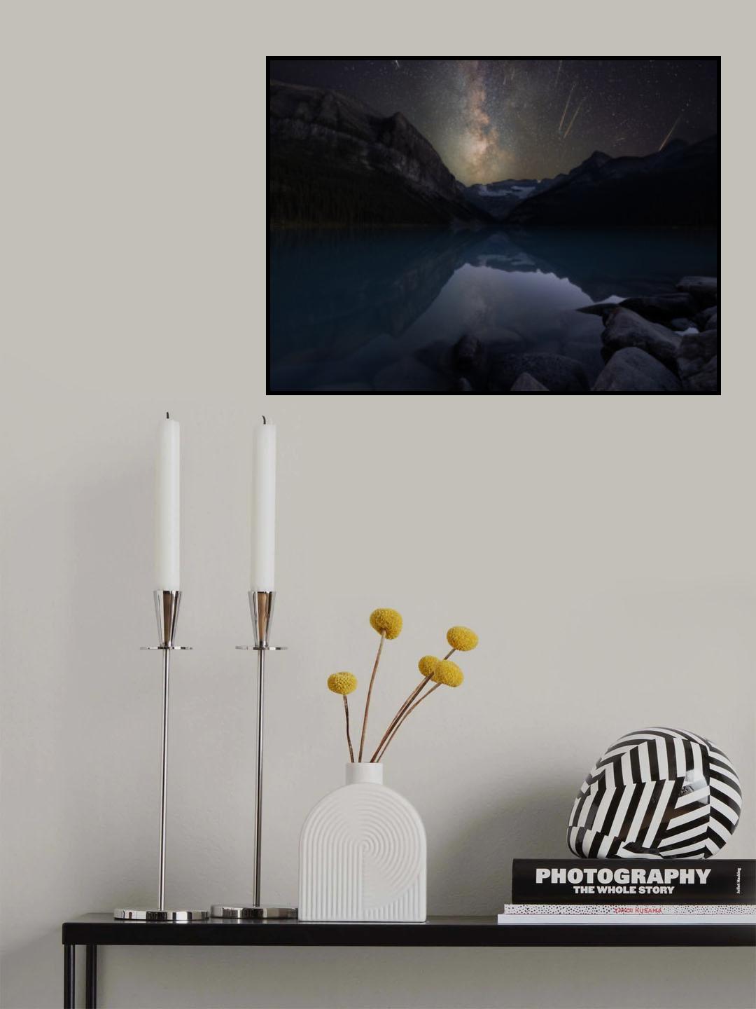 Perseid meteor shower at Lake Louise Poster och Canvastavla