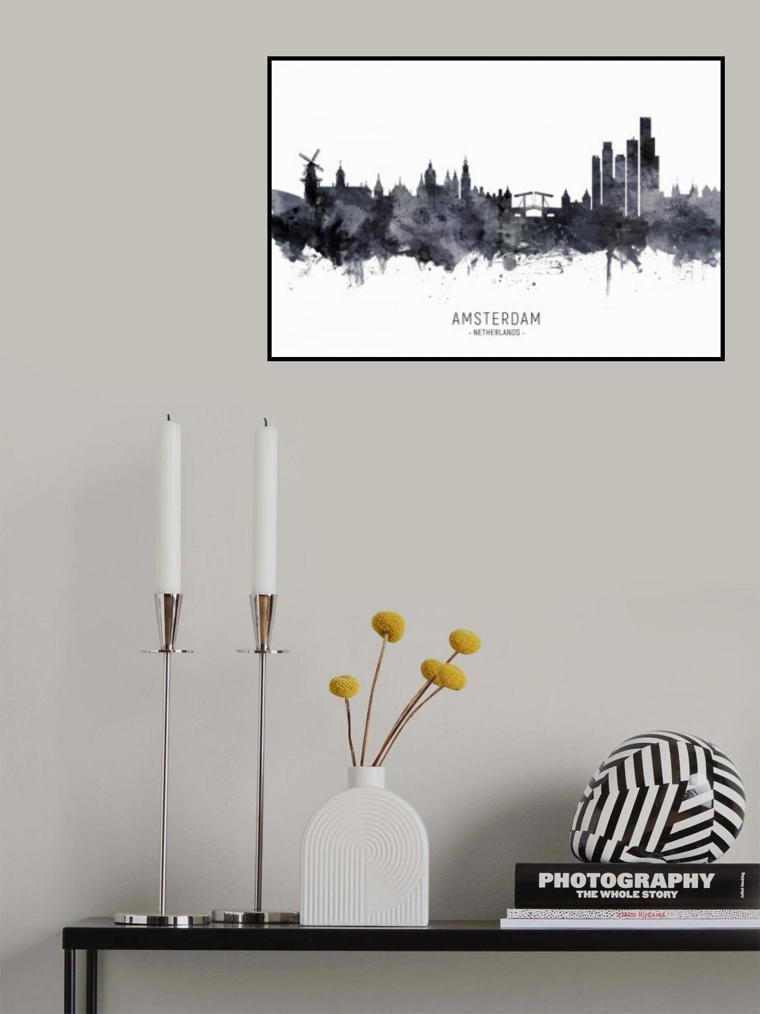 Amsterdam The Netherlands Skyline Poster och Canvastavla
