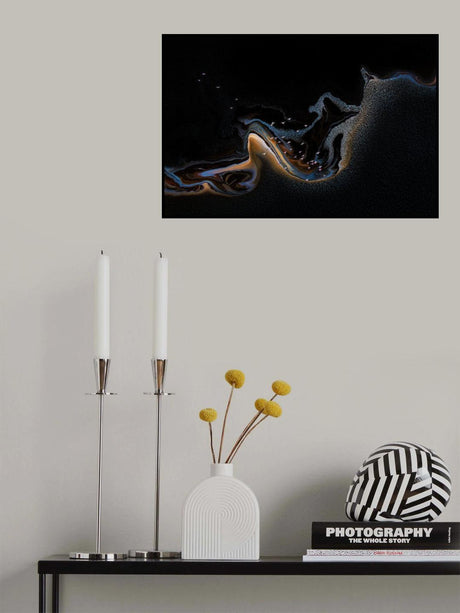 Flamingo over lake Poster och Canvastavla