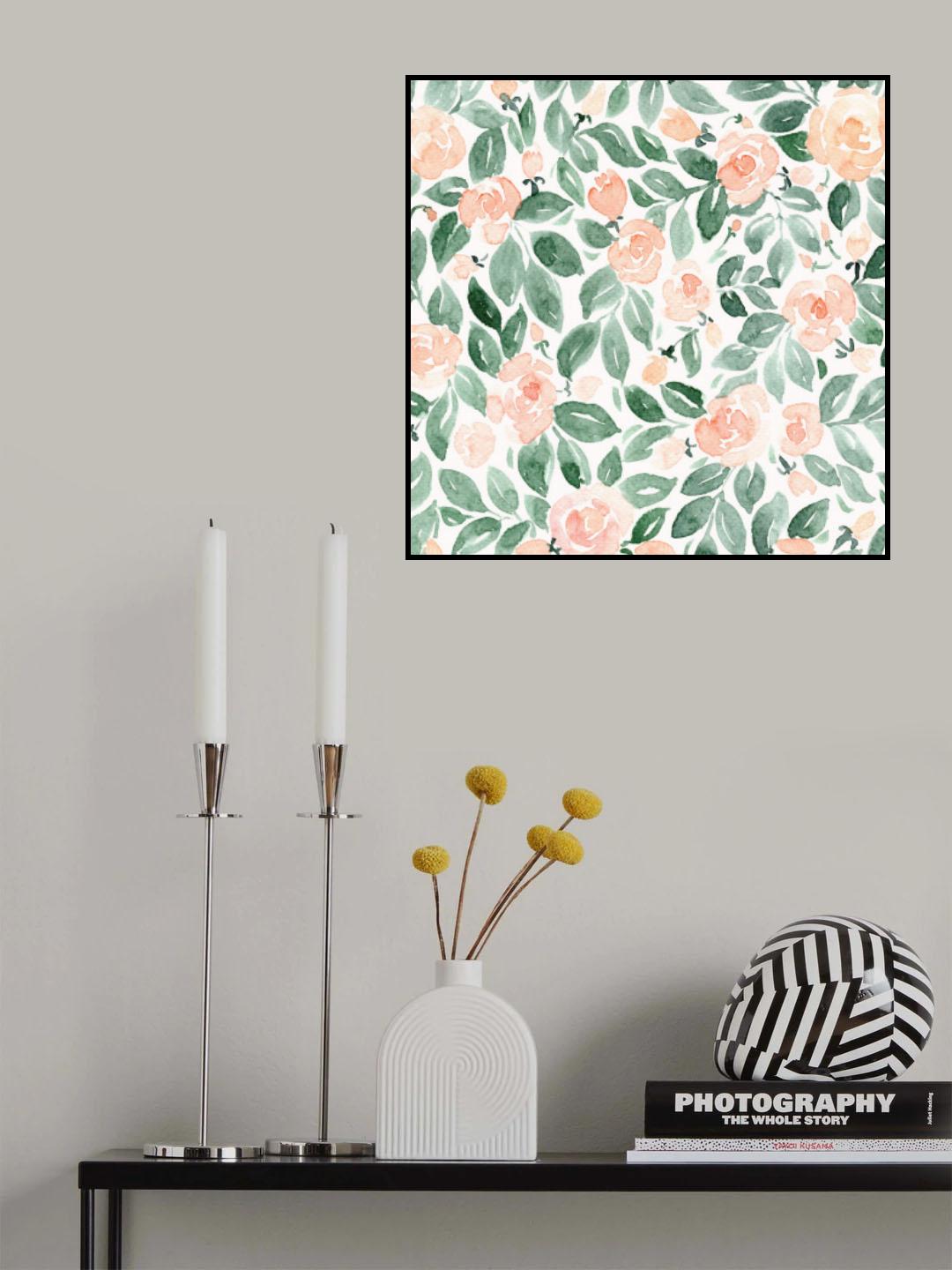 Miriam flowers in coral Poster och Canvastavla