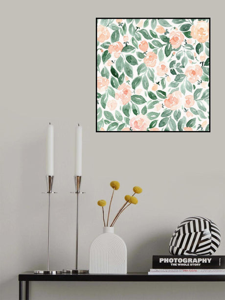 Miriam flowers in coral Poster och Canvastavla