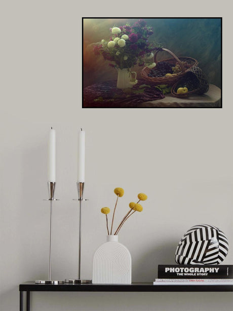 Still life with Flowers and Grapes Poster och Canvastavla