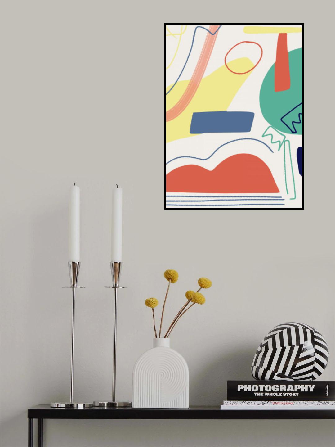 Colorful Abstract Shapes and Lines Poster och Canvastavla