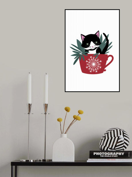 My cat Coco in a holiday mug Poster och Canvastavla