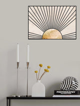 Gold sun rays mural concrete black Poster och Canvastavla